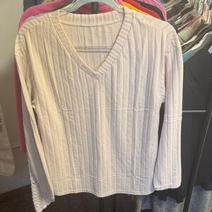 V-Neck Ribbed Cream Top